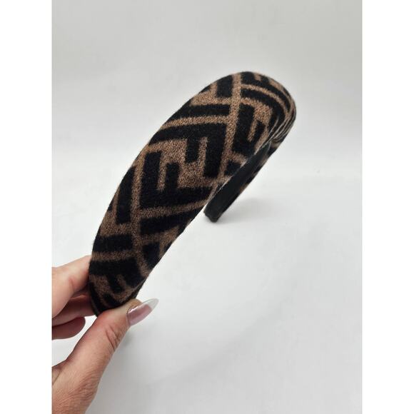 Fendi Brown FF Zucca Logo Pattern Print Headband - Picture 9 of 9
